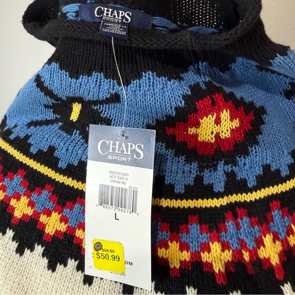 Chaps Black and Blue Floral Sweater - Picture 3 of 5